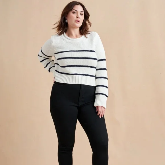 La Ligne Mini Marina Sweater, Ivory/Navy - Picture 5 of 10